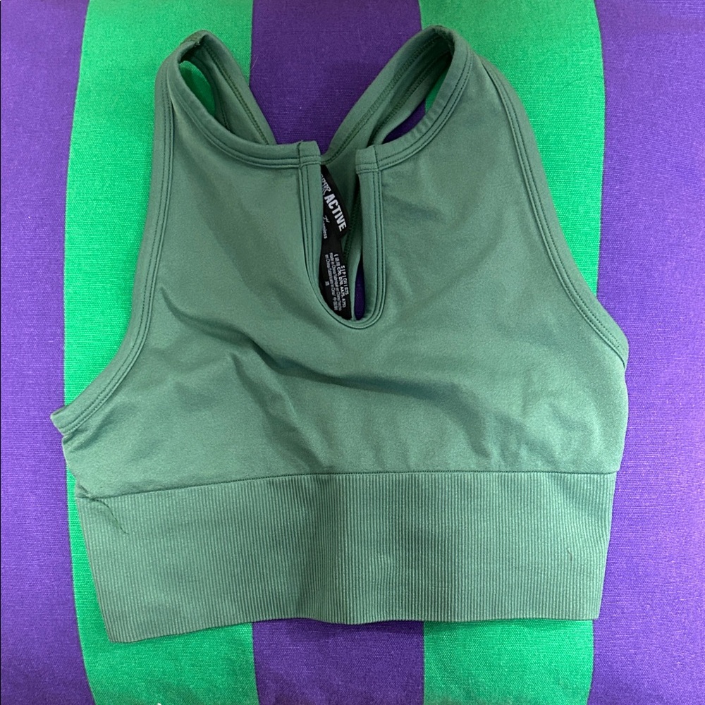 Pink Forest Green Sports Bra